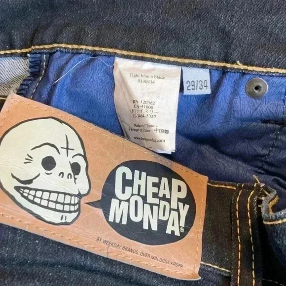 NWOT Cheap Monday  Dark Denim Jeans Size 29/34 - Picture 4 of 5